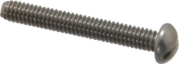 Value Collection - #8-32 UNC, 1-1/4" Length Under Head Slotted Drive Machine Screw - Round Head, Grade 18-8 Stainless Steel, Uncoated, Without Washer - Exact Tooling