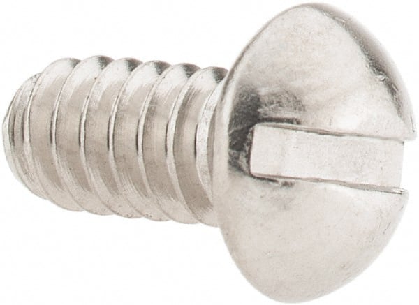 Value Collection - #10-24 UNC, 3/8" Length Under Head Slotted Drive Machine Screw - Round Head, Grade 18-8 Stainless Steel, Uncoated, Without Washer - Exact Tooling