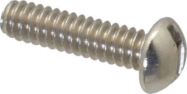 Value Collection - #10-24 UNC, 3/4" Length Under Head Slotted Drive Machine Screw - Round Head, Grade 18-8 Stainless Steel, Uncoated, Without Washer - Exact Tooling