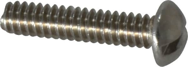 Value Collection - #10-24 UNC, 7/8" Length Under Head Slotted Drive Machine Screw - Round Head, Grade 18-8 Stainless Steel, Uncoated, Without Washer - Exact Tooling