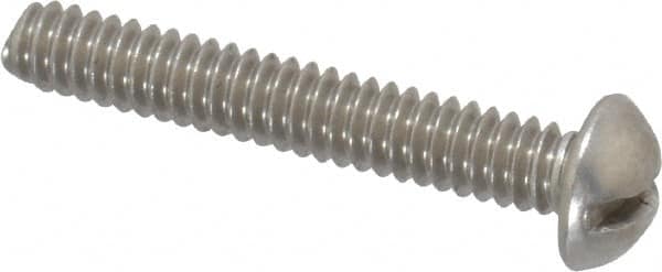 Value Collection - #10-24 UNC, 1-1/4" Length Under Head Slotted Drive Machine Screw - Round Head, Grade 18-8 Stainless Steel, Uncoated, Without Washer - Exact Tooling