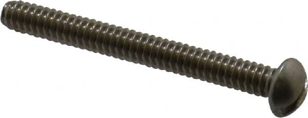 Value Collection - #10-24 UNC, 1-3/4" Length Under Head Slotted Drive Machine Screw - Round Head, Grade 18-8 Stainless Steel, Uncoated, Without Washer - Exact Tooling