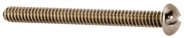 Value Collection - #10-24 UNC, 2" Length Under Head Slotted Drive Machine Screw - Round Head, Grade 18-8 Stainless Steel, Uncoated, Without Washer - Exact Tooling