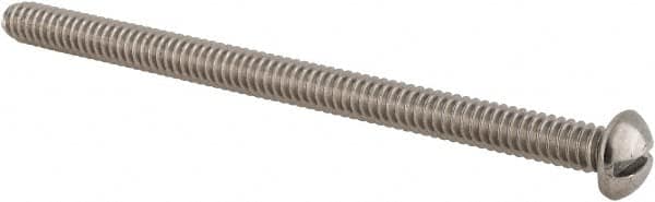 Value Collection - #10-24 UNC, 3" Length Under Head Slotted Drive Machine Screw - Round Head, Grade 18-8 Stainless Steel, Uncoated, Without Washer - Exact Tooling