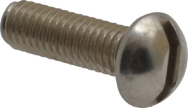 Value Collection - #10-32 UNF, 5/8" Length Under Head Slotted Drive Machine Screw - Round Head, Grade 18-8 Stainless Steel, Uncoated, Without Washer - Exact Tooling
