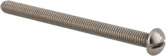 Value Collection - #10-32 UNF, 2-1/2" Length Under Head Slotted Drive Machine Screw - Round Head, Grade 18-8 Stainless Steel, Uncoated, Without Washer - Exact Tooling