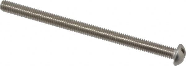 Value Collection - #10-32 UNF, 3" Length Under Head Slotted Drive Machine Screw - Round Head, Grade 18-8 Stainless Steel, Uncoated, Without Washer - Exact Tooling