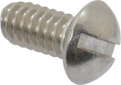 Value Collection - 1/4-20 UNC, 1/2" Length Under Head Slotted Drive Machine Screw - Round Head, Grade 18-8 Stainless Steel, Uncoated, Without Washer - Exact Tooling