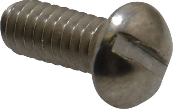 Value Collection - 1/4-20 UNC, 5/8" Length Under Head Slotted Drive Machine Screw - Round Head, Grade 18-8 Stainless Steel, Uncoated, Without Washer - Exact Tooling