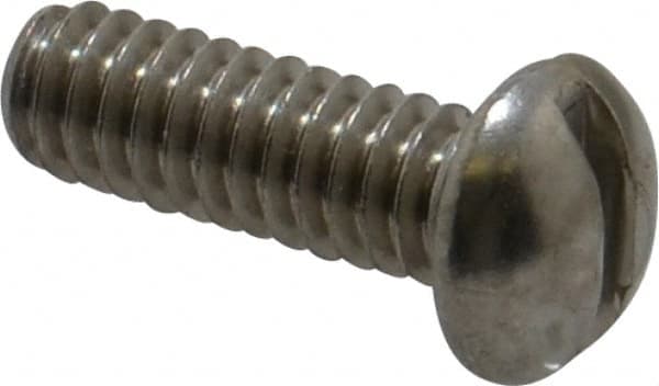 Value Collection - 1/4-20 UNC, 3/4" Length Under Head Slotted Drive Machine Screw - Round Head, Grade 18-8 Stainless Steel, Without Washer - Exact Tooling