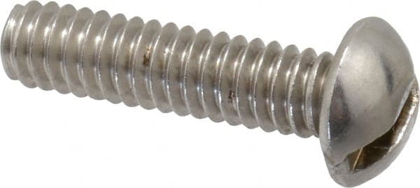 Value Collection - 1/4-20 UNC, 1" Length Under Head Slotted Drive Machine Screw - Round Head, Grade 18-8 Stainless Steel, Uncoated, Without Washer - Exact Tooling