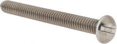 Value Collection - 1/4-20 UNC, 2-1/2" Length Under Head Slotted Drive Machine Screw - Round Head, Grade 18-8 Stainless Steel, Uncoated, Without Washer - Exact Tooling