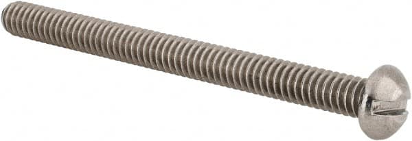 Value Collection - 1/4-20 UNC, 3" Length Under Head Slotted Drive Machine Screw - Round Head, Grade 18-8 Stainless Steel, Uncoated, Without Washer - Exact Tooling