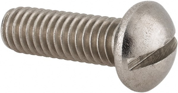 Value Collection - 5/16-18 UNC, 1" Length Under Head Slotted Drive Machine Screw - Round Head, Grade 18-8 Stainless Steel, Uncoated, Without Washer - Exact Tooling