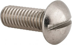 Value Collection - 3/8-16 UNC, 1" Length Under Head Slotted Drive Machine Screw - Round Head, Grade 18-8 Stainless Steel, Uncoated, Without Washer - Exact Tooling