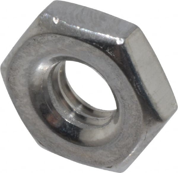Value Collection - #10-32 UNF Stainless Steel Right Hand Machine Screw Hex Nut - 3/8" Across Flats, 1/8" High, Uncoated - Exact Tooling