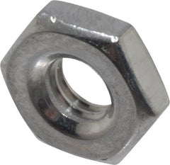 Value Collection - #10-32 UNF Stainless Steel Right Hand Machine Screw Hex Nut - 3/8" Across Flats, 1/8" High, Uncoated - Exact Tooling
