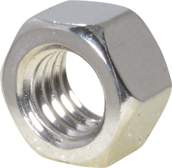 Value Collection - 3/8-16 UNC Stainless Steel Right Hand Hex Nut - 9/16" Across Flats, 21/64" High, Uncoated - Exact Tooling
