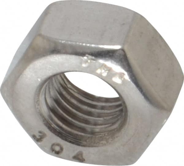 Value Collection - 1/4-28 UNF Stainless Steel Right Hand Hex Nut - 7/16" Across Flats, 7/32" High, Uncoated - Exact Tooling