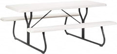 ICEBERG - 30" Long x 72" Wide x 29" High Stationary Rectangular Picnic Table - Platinum & Gray, High-Density Polyethylene/Steel - Exact Tooling