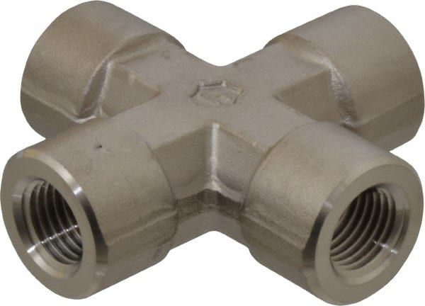 Ham-Let - 1/4" Grade 316 Stainless Steel Pipe Cross - FNPT End Connections, 6,200 psi - Exact Tooling
