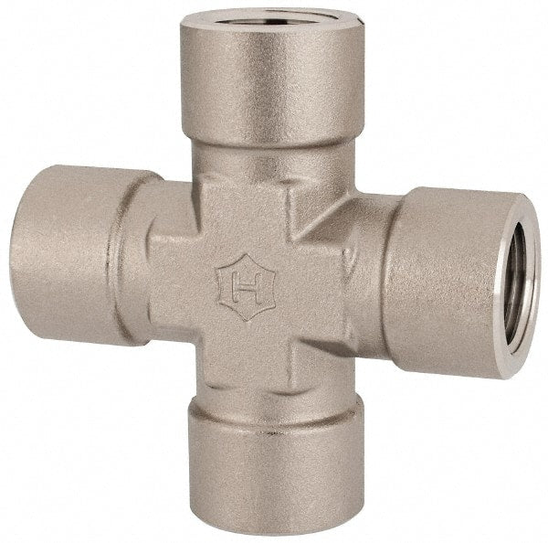Ham-Let - 1/2" Grade 316 Stainless Steel Pipe Cross - FNPT End Connections, 4,600 psi - Exact Tooling
