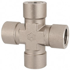 Ham-Let - 1/2" Grade 316 Stainless Steel Pipe Cross - FNPT End Connections, 4,600 psi - Exact Tooling