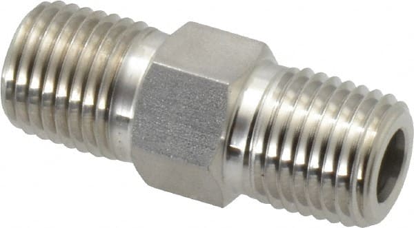 Ham-Let - 1/4" Grade 316 Stainless Steel Pipe Hex Nipple - MNPT End Connections, 7,500 psi - Exact Tooling
