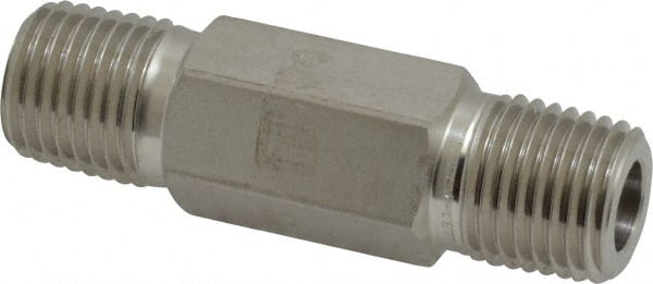 Ham-Let - 1/4" Grade 316 Stainless Steel Pipe Hex Nipple - MNPT End Connections, 7,500 psi - Exact Tooling