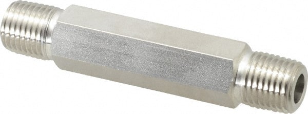 Ham-Let - 1/4" Grade 316 Stainless Steel Pipe Hex Nipple - MNPT End Connections, 7,500 psi - Exact Tooling