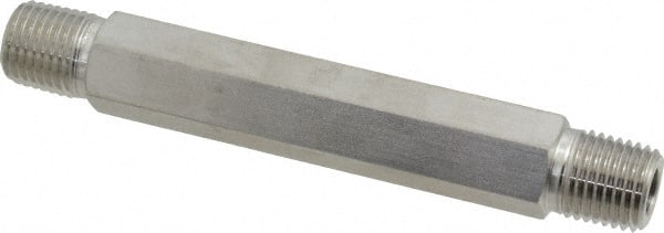 Ham-Let - 1/4" Grade 316 Stainless Steel Pipe Hex Nipple - MNPT End Connections, 7,500 psi - Exact Tooling