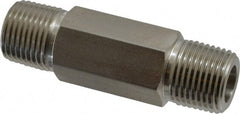 Ham-Let - 1/2" Grade 316 Stainless Steel Pipe Hex Nipple - MNPT End Connections, 7,200 psi - Exact Tooling