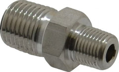 Ham-Let - 1/4 x 1/8" Grade 316 Stainless Steel Pipe Hex Nipple - MNPT End Connections, 7,500 psi - Exact Tooling