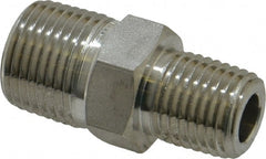 Ham-Let - 3/8 x 1/4" Grade 316 Stainless Steel Pipe Hex Nipple - MNPT End Connections, 7,300 psi - Exact Tooling
