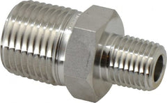Ham-Let - 1/2 x 1/4" Grade 316 Stainless Steel Pipe Hex Nipple - MNPT End Connections, 7,200 psi - Exact Tooling