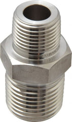 Ham-Let - 1/2 x 3/8" Grade 316 Stainless Steel Pipe Hex Nipple - MNPT End Connections, 7,200 psi - Exact Tooling