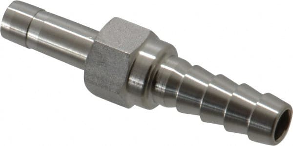 Ham-Let - 1/4" Tube ID, Metal Barbed Tube Connector - Stainless Steel, 1/4" Tube OD - Exact Tooling
