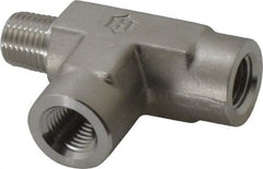 Ham-Let - 1/4" Grade 316 Stainless Steel Pipe Street Tee - MNPT x FNPT x FNPT End Connections, 6,200 psi - Exact Tooling