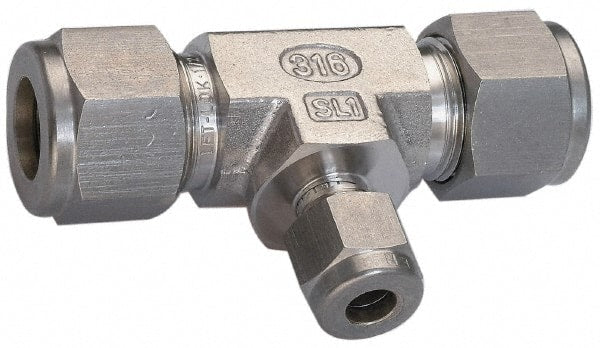 Ham-Let - 3/4 x 3/4 x 3/8" OD, Grade 316Stainless Steel Union Tee - Comp x Comp x Comp Ends - Exact Tooling
