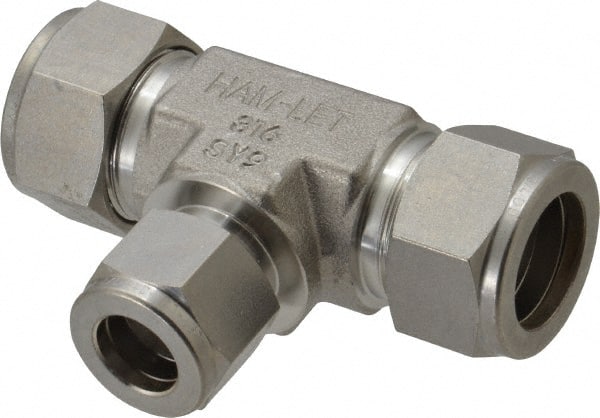 Ham-Let - 3/4 x 3/4 x 1/2" OD, Grade 316Stainless Steel Union Tee - Comp x Comp x Comp Ends - Exact Tooling