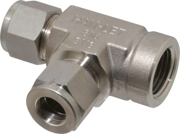 Ham-Let - 1/2" OD, Grade 316Stainless Steel Female Run Tee - Comp x FNPT x Comp Ends - Exact Tooling