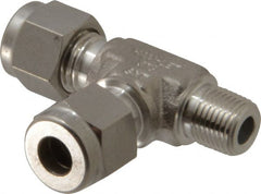 Ham-Let - 1/4" OD, Grade 316Stainless Steel Male Run Tee - Comp x MNPT x Comp Ends - Exact Tooling