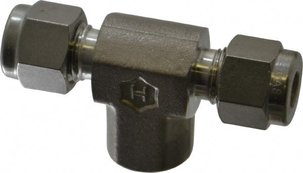 Ham-Let - 1/4" OD, Grade 316Stainless Steel Female Branch Tee - Comp x Comp x FNPT Ends - Exact Tooling