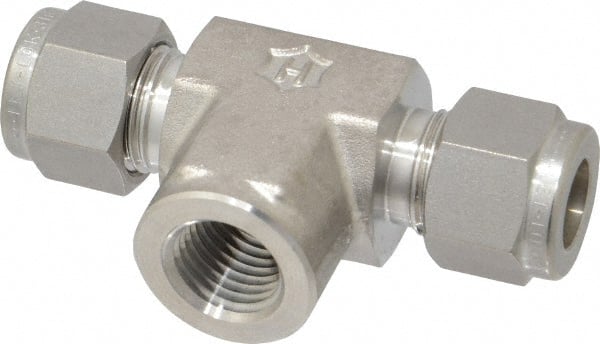 Ham-Let - 3/8" OD, Grade 316Stainless Steel Female Branch Tee - Comp x Comp x FNPT Ends - Exact Tooling