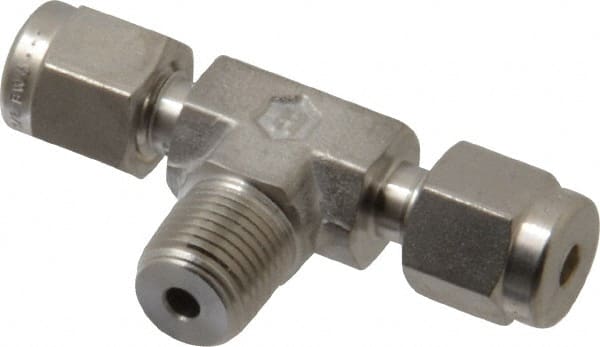 Ham-Let - 1/8" OD, Grade 316Stainless Steel Male Branch Tee - Comp x Comp x MNPT Ends - Exact Tooling