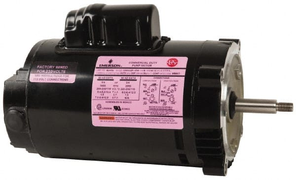 US Motors - 3/4 hp, ODP Enclosure, Auto Thermal Protection, 3,450 RPM, 115/208-230 Volt, 60 Hz, Industrial Electric AC/DC Motor - Size 56J Frame, J-Face Mount, 1 Speed, Ball Bearings, 10.4/5.4-5.2 Full Load Amps, B Class Insulation, CCW Drive End - Exact Tooling