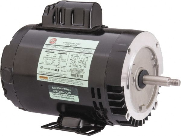 US Motors - 3/4 hp, ODP Enclosure, Auto Thermal Protection, 3,450 RPM, 115/208-230 Volt, 60 Hz, Industrial Electric AC/DC Motor - Size 56J Frame, J-Face/Rem Base Mount, 1 Speed, Ball Bearings, 11.0/5.4-5.5 Full Load Amps, B Class Insulation, CCW Drive End - Exact Tooling