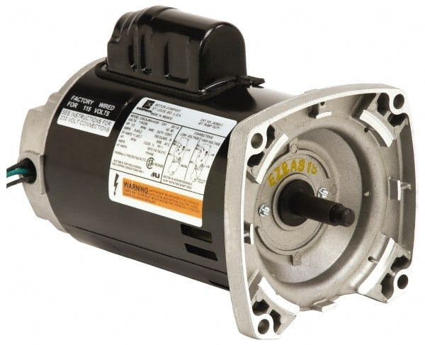 US Motors - 1/2 hp, ODP Enclosure, Auto Thermal Protection, 3,450 RPM, 115/230 Volt, 60 Hz, Industrial Electric AC/DC Motor - Size 56 Frame, Square Flange Mount, 1 Speed, Ball Bearings, 8.4/4.2 Full Load Amps, B Class Insulation, CCW Drive End - Exact Tooling