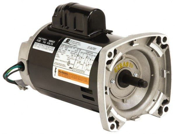 US Motors - 1/2 hp, ODP Enclosure, Auto Thermal Protection, 3,450 RPM, 115/230 Volt, 60 Hz, Industrial Electric AC/DC Motor - Size 56 Frame, Square Flange Mount, 1 Speed, Ball Bearings, 8.6/4.3 Full Load Amps, B Class Insulation, CCW Drive End - Exact Tooling