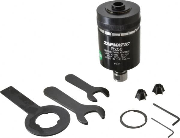 Tapmatic - Model RX50, No. 6 Min Tap Capacity, 1/2 Inch Max Mild Steel Tap Capacity, JT6 Mount Tapping Head - 22100 (J421), 22200 (J422) Compatible, Includes Tap Clamping Wrenches and 2 collets, for Manual Machines - Exact Tooling